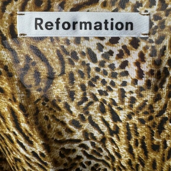 NWT Reformation Brooke Animal Instinct Leopard Wrap Puff Long Sleeve Dress XS - Picture 14 of 16